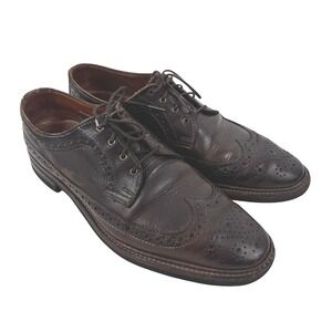 Allen Edmonds Aberdeen Mens 11 D Brown Leather Wingtip Derby Dainite Sole 8022